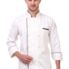 White Chef Coat with Black Piping and Kaj Button Design