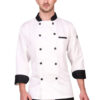 White chef coat with black collar and cuffs by SP Uniform