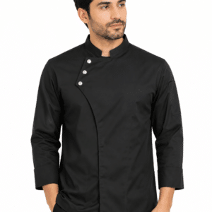 Black Chef Coat with 3 Tich Button Design