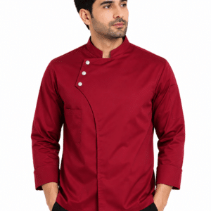 Maroon Chef Coat with 3 Tich Button Design