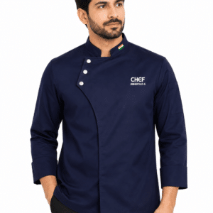 Navy Blue Chef Coat with 3 Tich Button Design