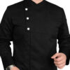 Black chef coat with new 3 Tich button design by SP Uniform