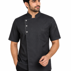 Black Chef Coat by SP Uniform – a clean Front 3 Button chef uniform designed for professional chefs and hospitality teams.