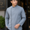 Grey Chef Coat by SP Uniform – modern 1 button design with black piping for a clean and professional chef uniform look.