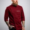 Maroon Chef Coat with Concealed Button Design by SP Uniform – a modern professional chef uniform for hotels, restaurants, cafés, cloud kitchens and catering teams.