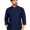 Navy Blue Chef Coat with Concealed Button Design by SP Uniform – a clean and professional chef uniform for hotels, restaurants, cafés, cloud kitchens and catering teams.