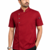 Red Chef Coat by SP Uniform – modern front 3 button design for a distinctive and professional chef uniform look.