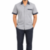 Grey Housekeeping Shirt with Navy Blue Contrast & Trouser by SP Uniform – a smart two-tone uniform set designed for hotel housekeeping, hospitality, hospital and facility management teams.