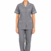 Grey Housekeeping Uniform with White Piping & Pant by SP Uniform – a clean and professional uniform set for hotel housekeeping, hospitality, hospital and facility management teams.
