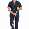 Navy Blue Housekeeping Uniform with Grey Piping & Trouser by SP Uniform – a smart and professional uniform set for hotel housekeeping, hospitality, hospital and facility management teams.